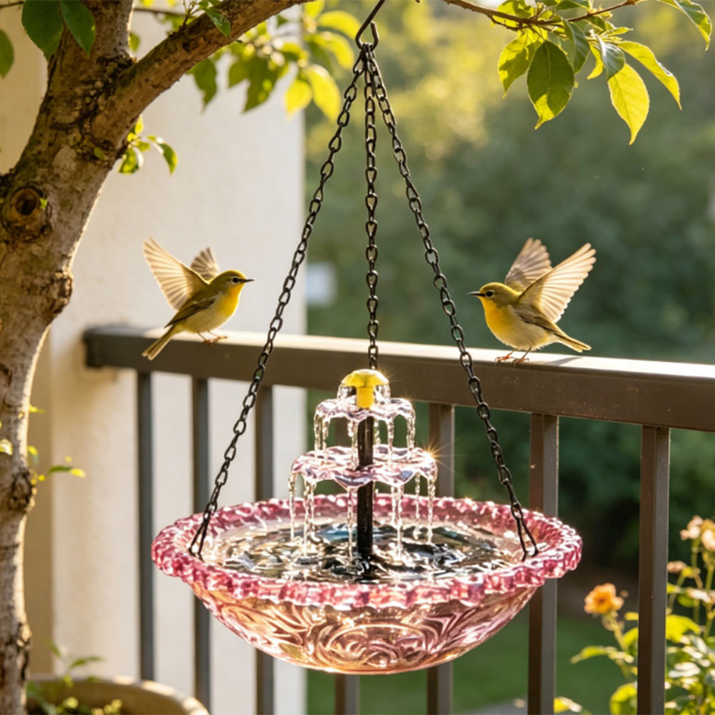 Hanging Solar Powered Birdbath - Bonsai Garden Backyard recension och pris